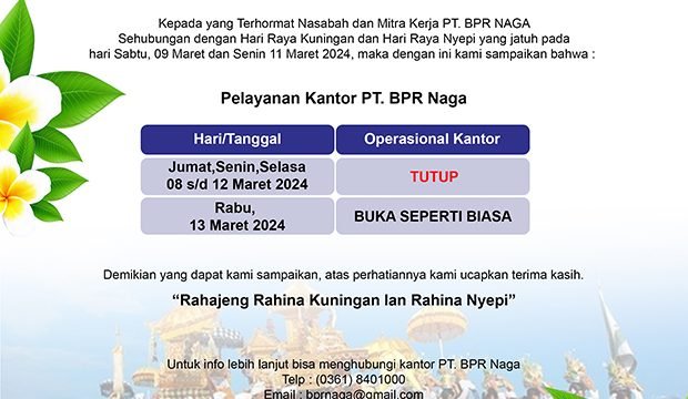 Pengumuman Hari Raya Kuningan dan Hari Raya Nyepi