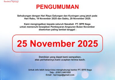 Pengumuman Pembayaran Angsuran Bulan November 2025