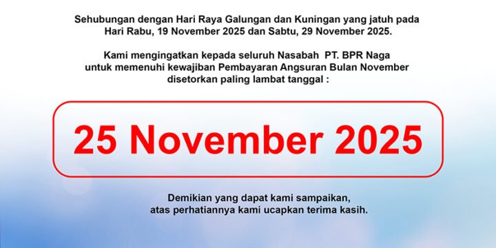 Pengumuman Pembayaran Angsuran Bulan November 2025